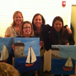 Ms. Purdin and some K moms at Sip & Paint!